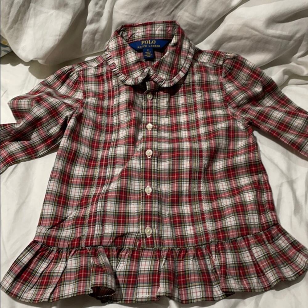 Ralph Lauren 4 red plaid button down blouse NWOT